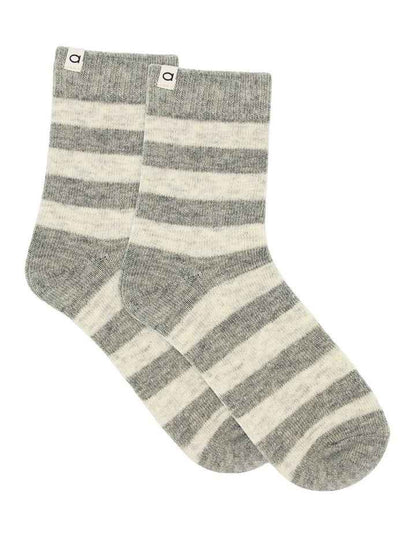 Winter Stripe Crew Sock in Grey Marle