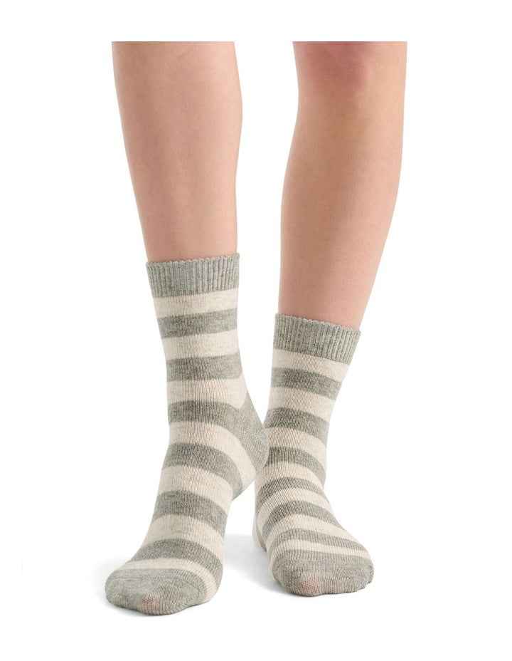 Winter Stripe Crew Sock in Grey Marle