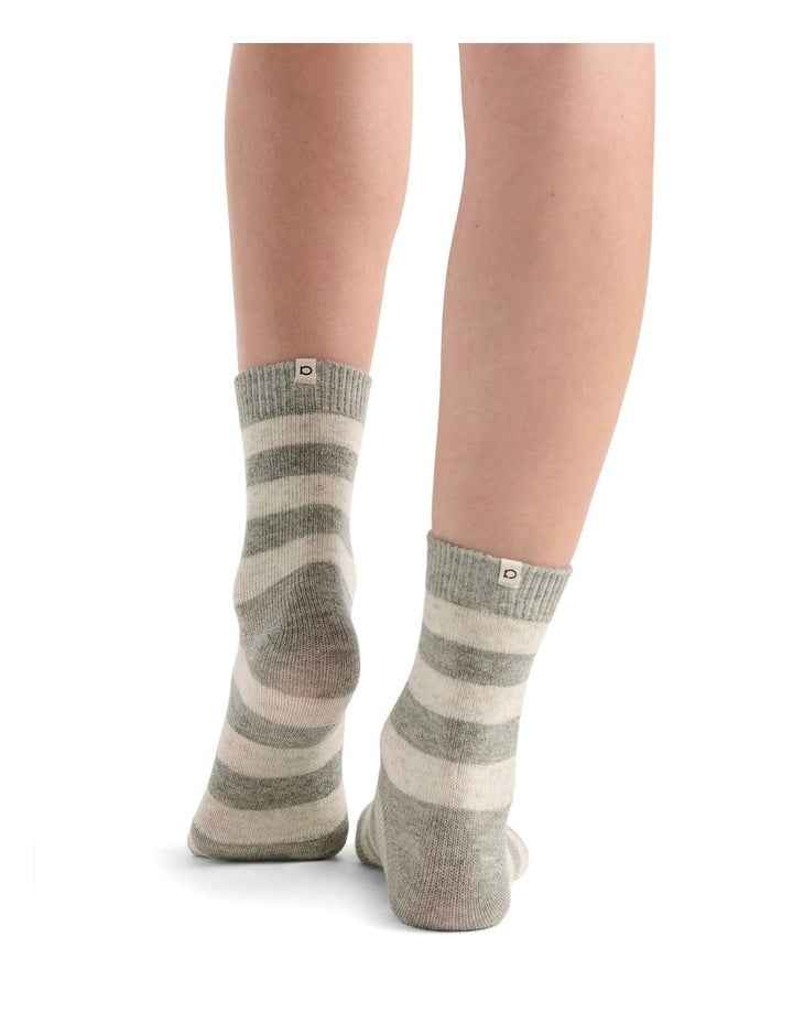 Winter Stripe Crew Sock in Grey Marle