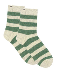 Winter Stripe Crew Sock in Fern