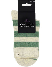 Winter Stripe Crew Sock in Fern