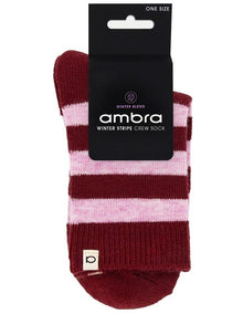 Winter Stripe Crew Sock in Crimson