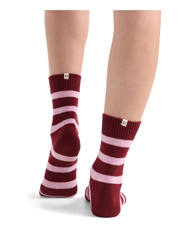 Winter Stripe Crew Sock in Crimson