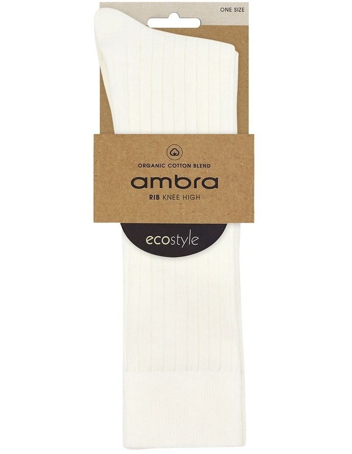 Organic Cotton Rib Knee High Sock in Buttercream