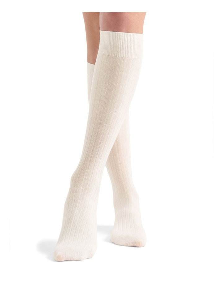 Organic Cotton Rib Knee High Sock in Buttercream