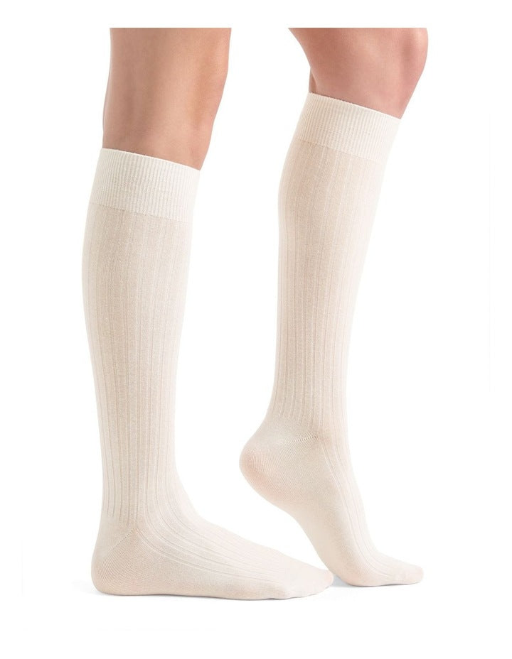 Organic Cotton Rib Knee High Sock in Buttercream
