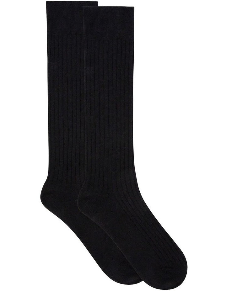Organic Cotton Blend Rib Knee High in Black