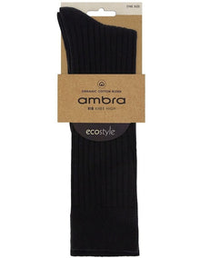 Organic Cotton Blend Rib Knee High in Black