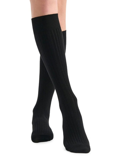 Organic Cotton Blend Rib Knee High in Black