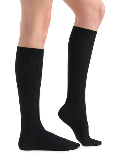 Organic Cotton Blend Rib Knee High in Black
