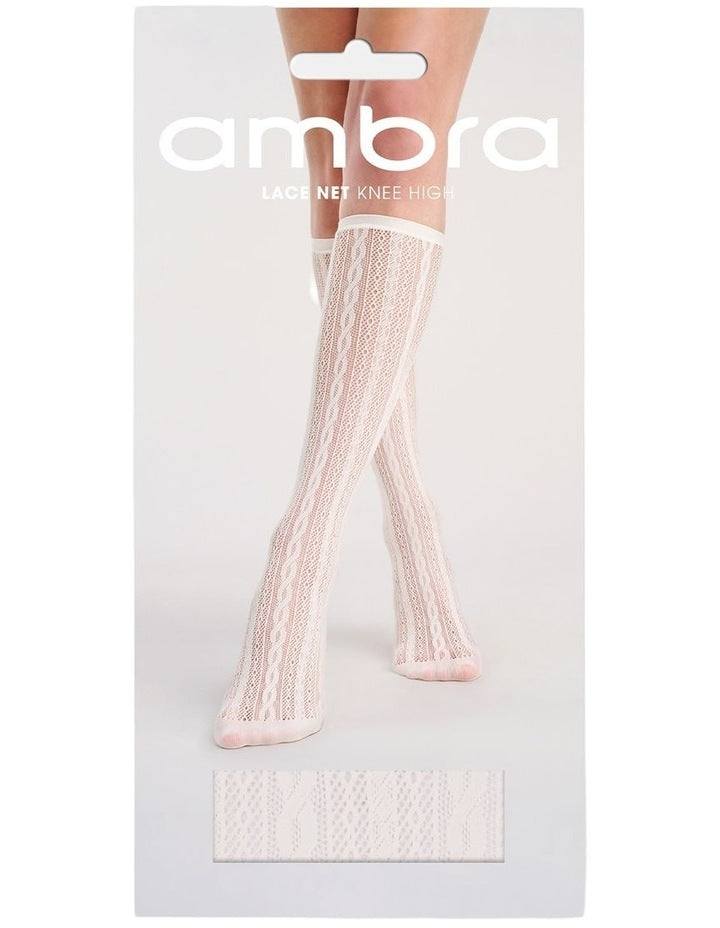 Lace Net Knee High Sock in Buttercream