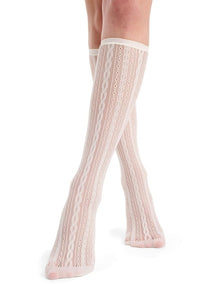 Lace Net Knee High Sock in Buttercream