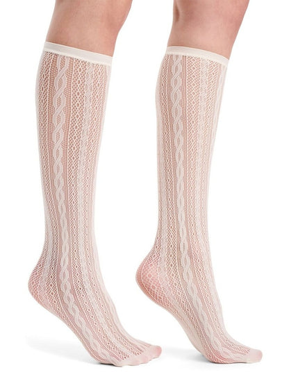 Lace Net Knee High Sock in Buttercream