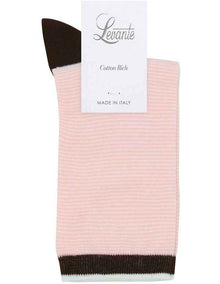 Lina Fine Stripe Crew Sock in Rosette