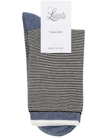 Lina Fine Stripe Crew Sock in Riverstone