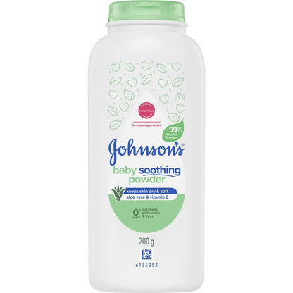 Johnson's Baby Pure Cornstarch Aloe Vit e Moisture Absorb Baby Powder 200g