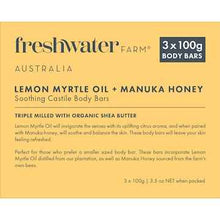 Freshwater Farm Australia Lemon Myrtle Manuka Honey Soap 100g x 3 pack