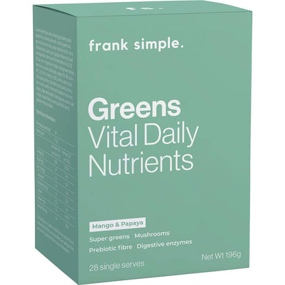 frank simple. Greens Vital Daily Nutrients Mango & Papaya Sachets 28 Pack