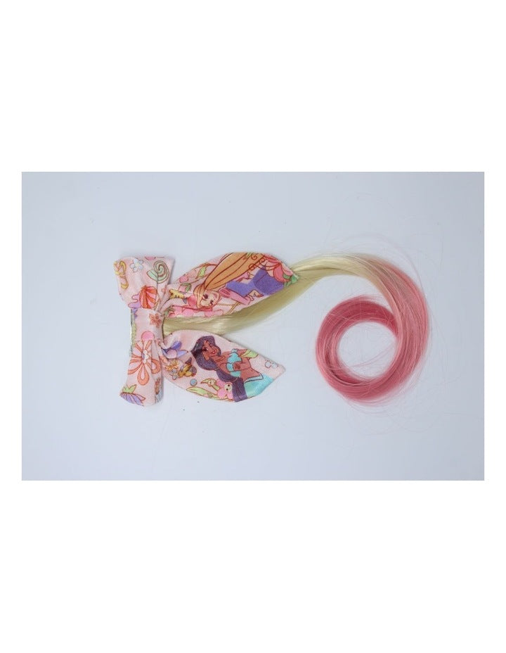 Princess Bow Hairclip With Fake Hair in Multi