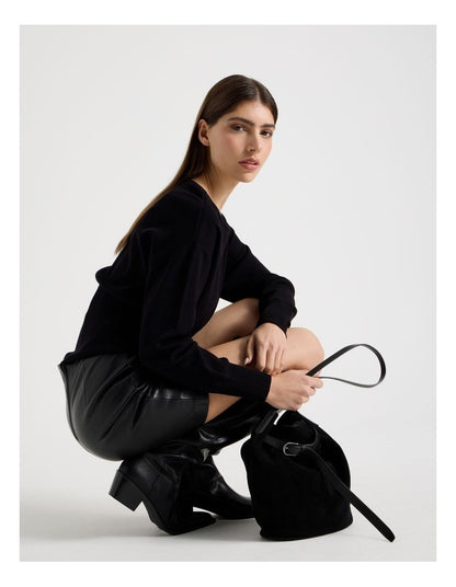 Brooklyn Leather Shoulder Bag in Black