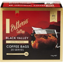 Vittoria Black Valley Coffee Bags Extra Strong 20 pack