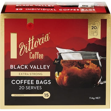 Vittoria Black Valley Coffee Bags Extra Strong 20 pack