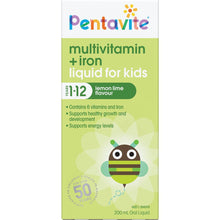Pentavite Multivitamin + Iron Kids Liquid Lemon Lime 200ml