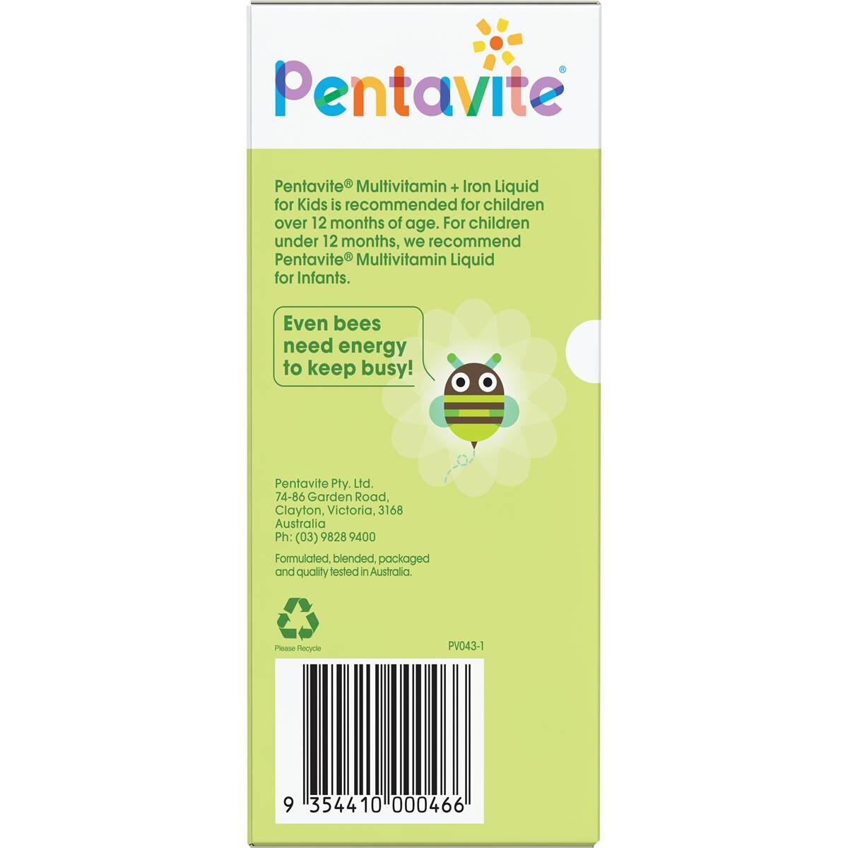 Pentavite Multivitamin + Iron Kids Liquid Lemon Lime 200ml