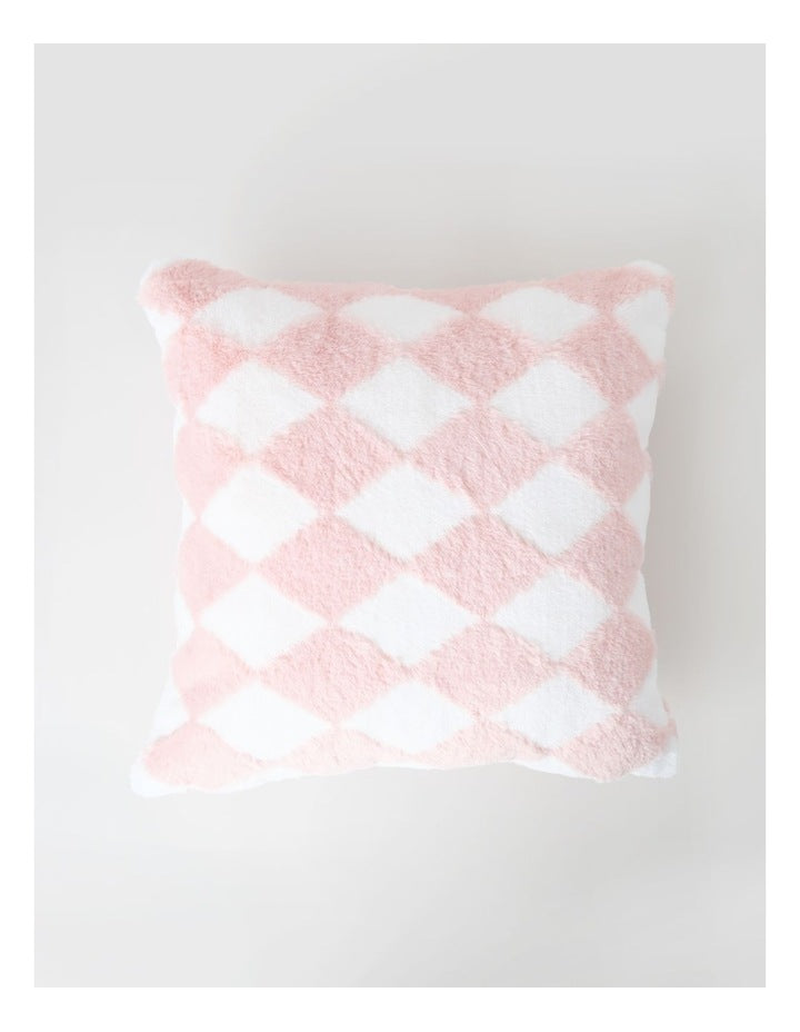 Diamonds Faux Fur Cushion in Pink