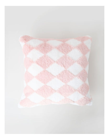 Diamonds Faux Fur Cushion in Pink