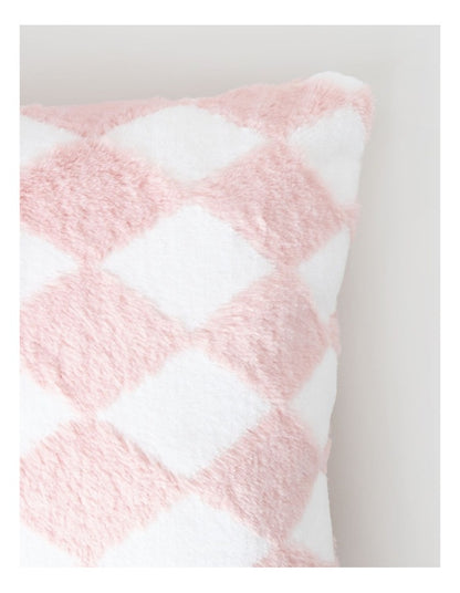Diamonds Faux Fur Cushion in Pink