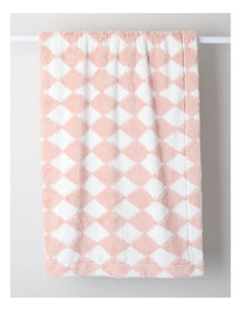 Diamonds Faux Fur Throw in Pink