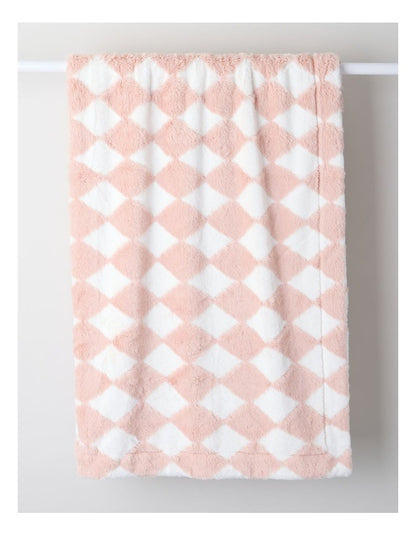 Diamonds Faux Fur Throw in Pink