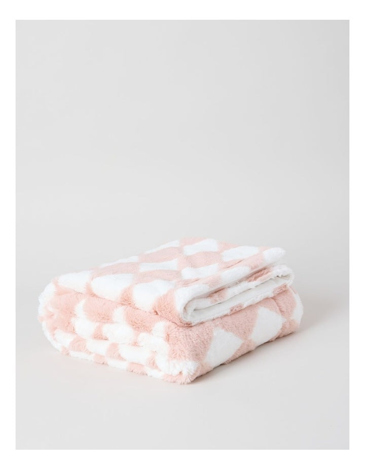 Diamonds Faux Fur Throw in Pink