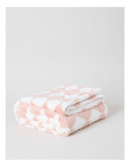 Diamonds Faux Fur Throw in Pink
