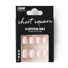 OXX Cosmetics 24 Pack Artificial Nails with Adhesive - Short Square Shape, Daisies