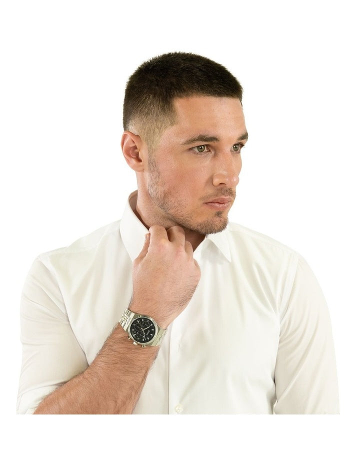 Candor Prime Stainless Steel Dial Watch in Black