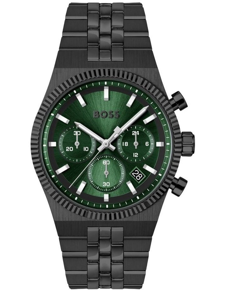 Candor Prime Ionic Plated Black Steel Dial Watch in Green