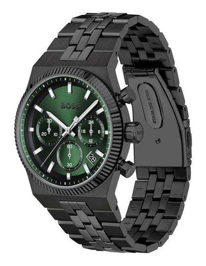 Candor Prime Ionic Plated Black Steel Dial Watch in Green