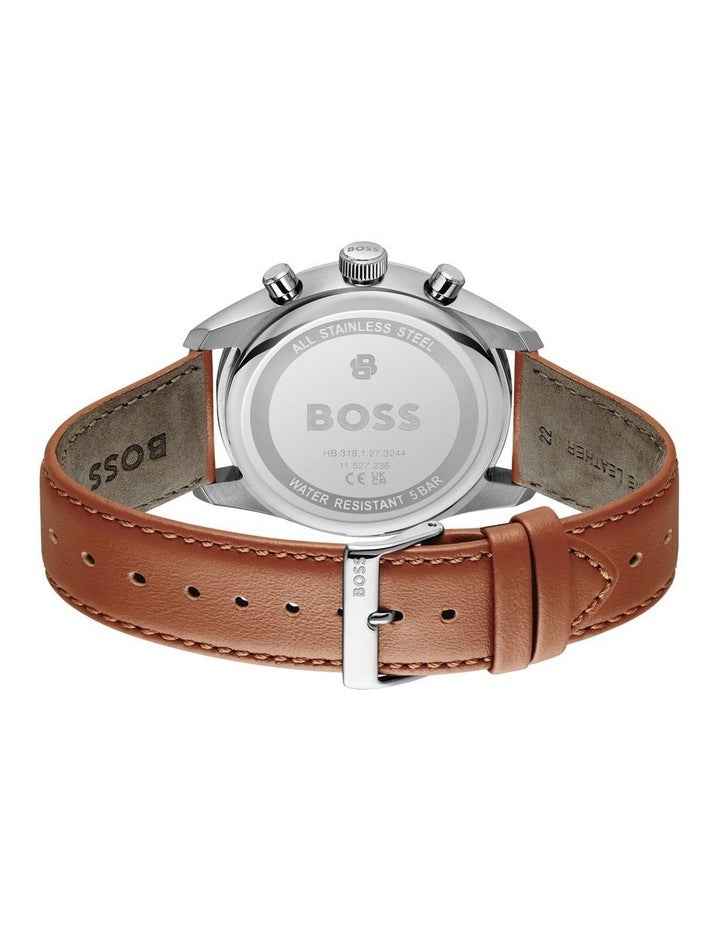Men's Leather Strap Watch - White Dial