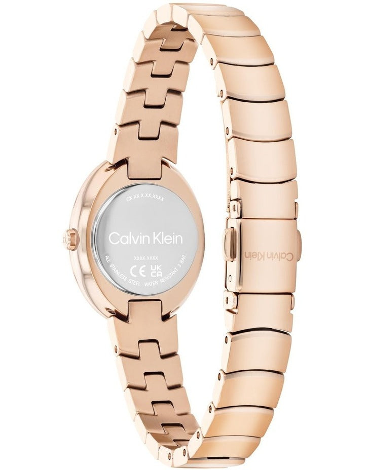 Twisted Bezel Ionic Plated Rose Gold Steel Dial Watch in Dark Green
