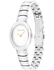 Twisted Bezel Stainless Steel Dial Watch in White