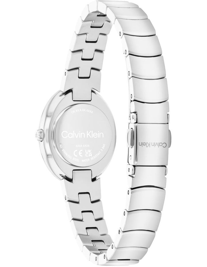 Twisted Bezel Stainless Steel Dial Watch in White