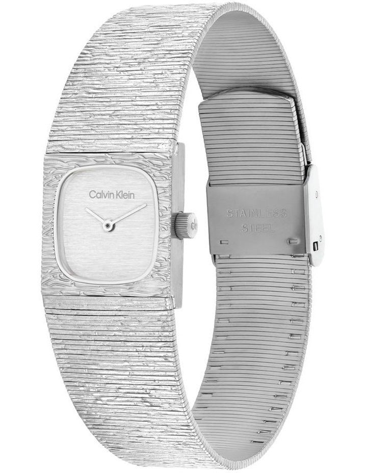 Sophisticated Square Stainless Steel Dial Watch in Silver