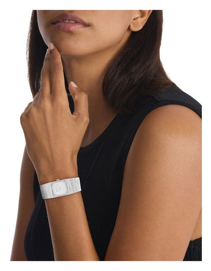Sophisticated Square Stainless Steel Dial Watch in Silver