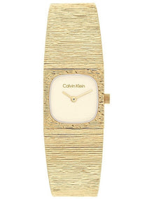 Sophisticated Square Ionic Plated Thin Steel Dial Watch in Champagne