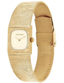Sophisticated Square Ionic Plated Thin Steel Dial Watch in Champagne