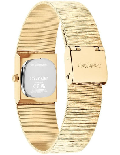 Sophisticated Square Ionic Plated Thin Steel Dial Watch in Champagne