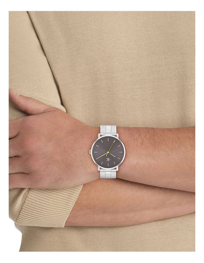 Real Stainless Steel Dial Watch in Dark Grey