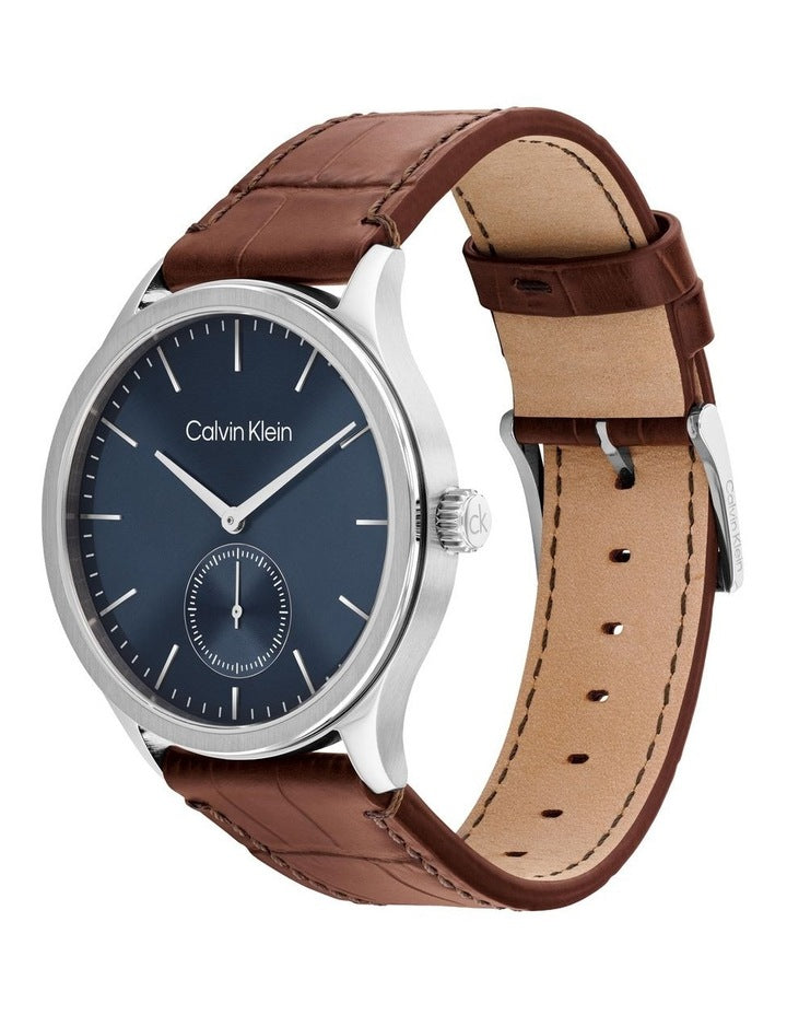 Tailored Leather Dial Watch in Blue